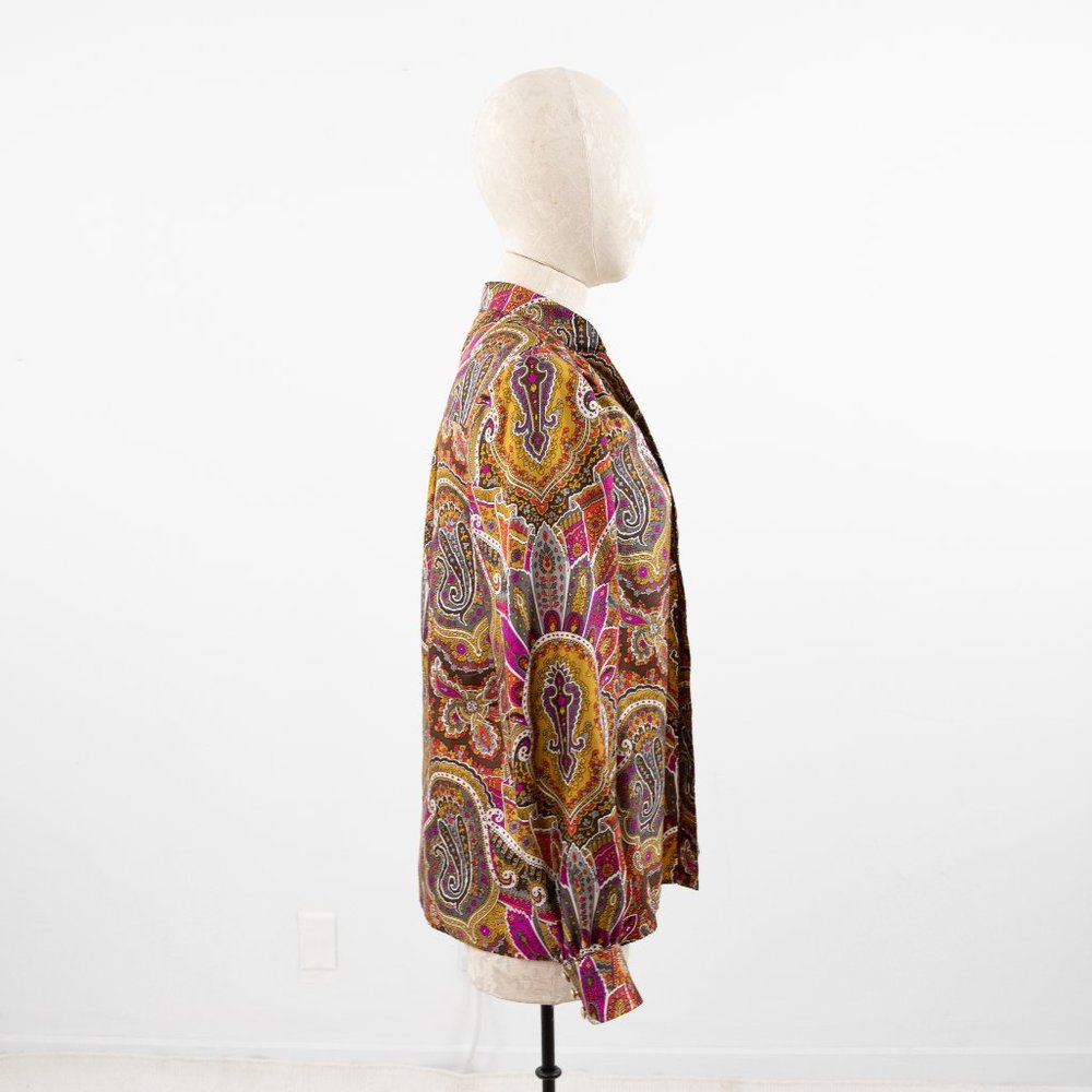 Tibi Retro 70s S Silk Paisley Print Boho Blouse - Picture 9 of 11